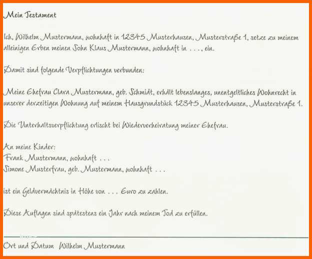Erschwinglich Testament Vorlage 2017 Luxus Testament Vorlage Alleinerbe