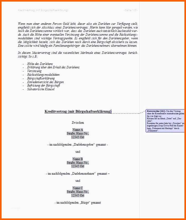 Erschwinglich Unglaubliche Selbstschuldnerische Bürgschaft Vorlage