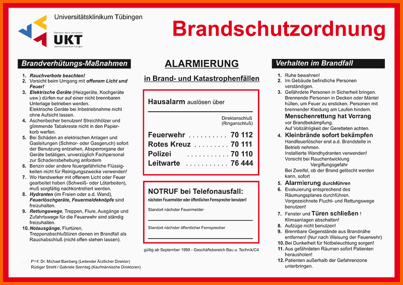 Erschwinglich Universitätsklinikum Tübingen Brandschutz