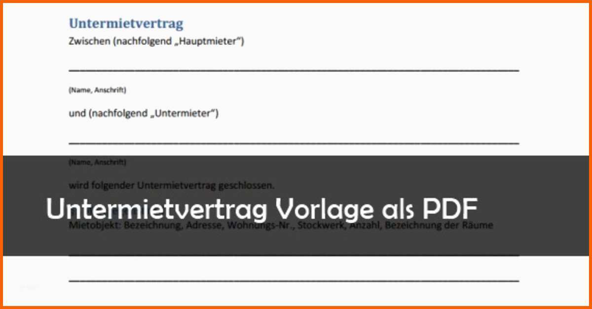 Erschwinglich Untermietvertrag Muster Vorlage Pdf Download – Giga