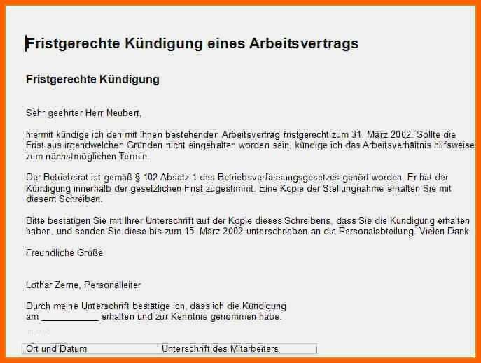 Erschwinglich Vorlage Kündigung Arbeitnehmer Luxus 11