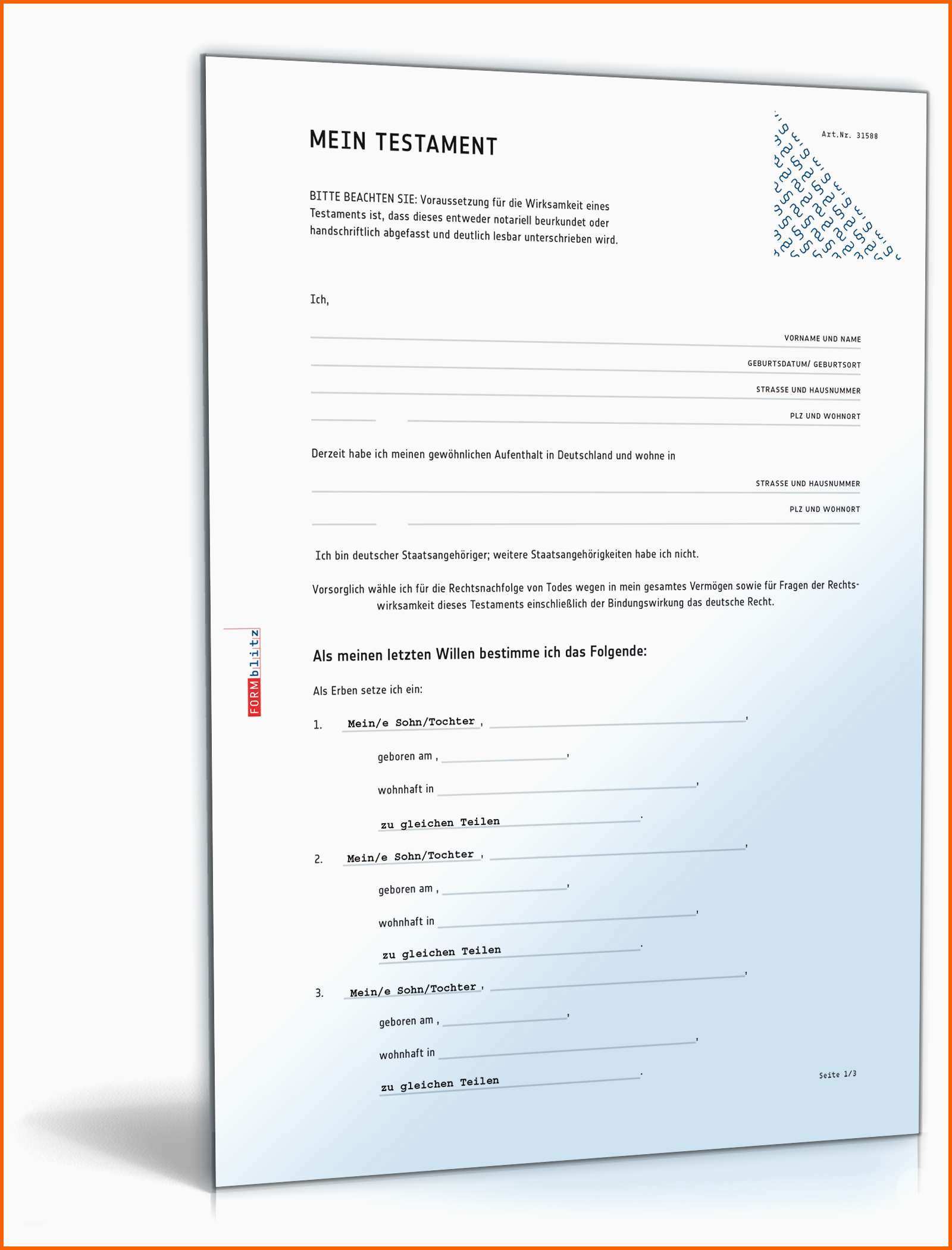 Erschwinglich Vorlagen Paket Testamente