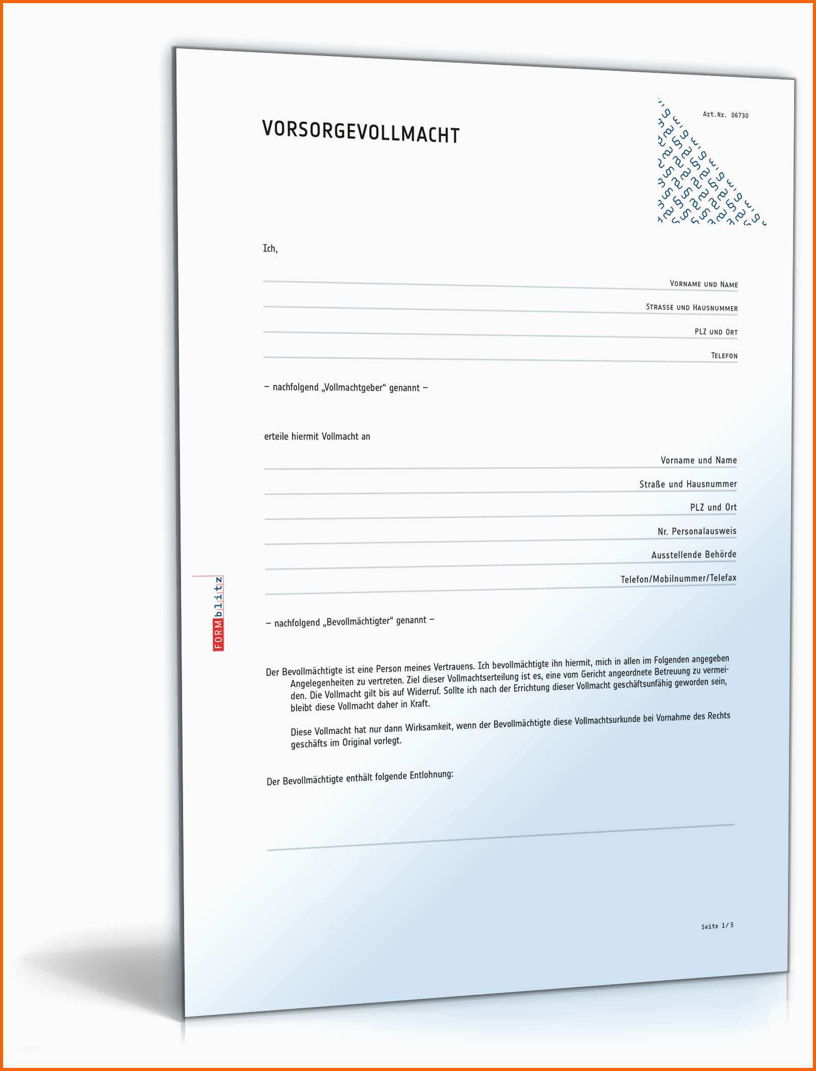 Erschwinglich Vorsorgevollmacht
