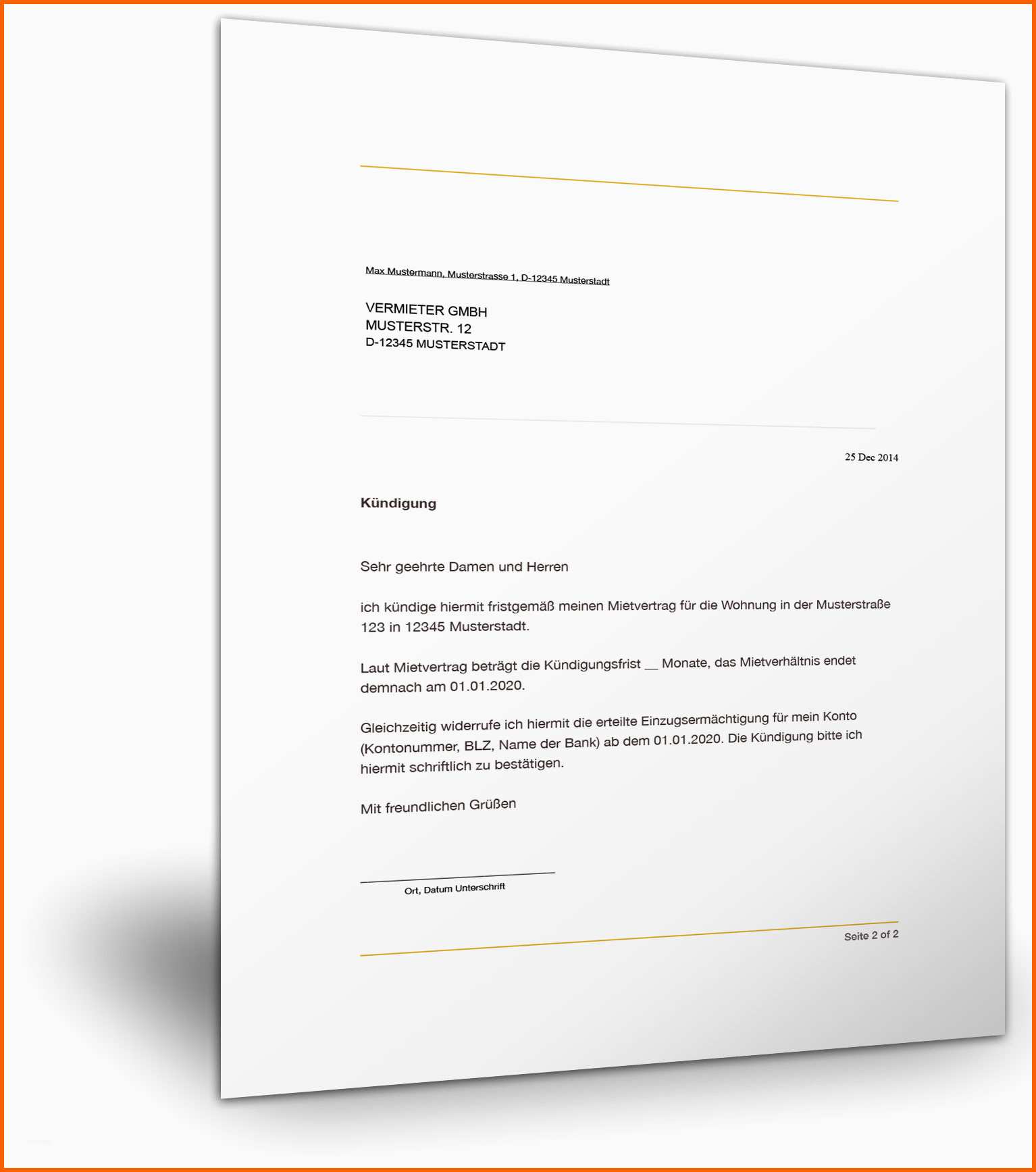 Erschwinglich Wohnung Kündigen Vorlage – Vorlagens Download