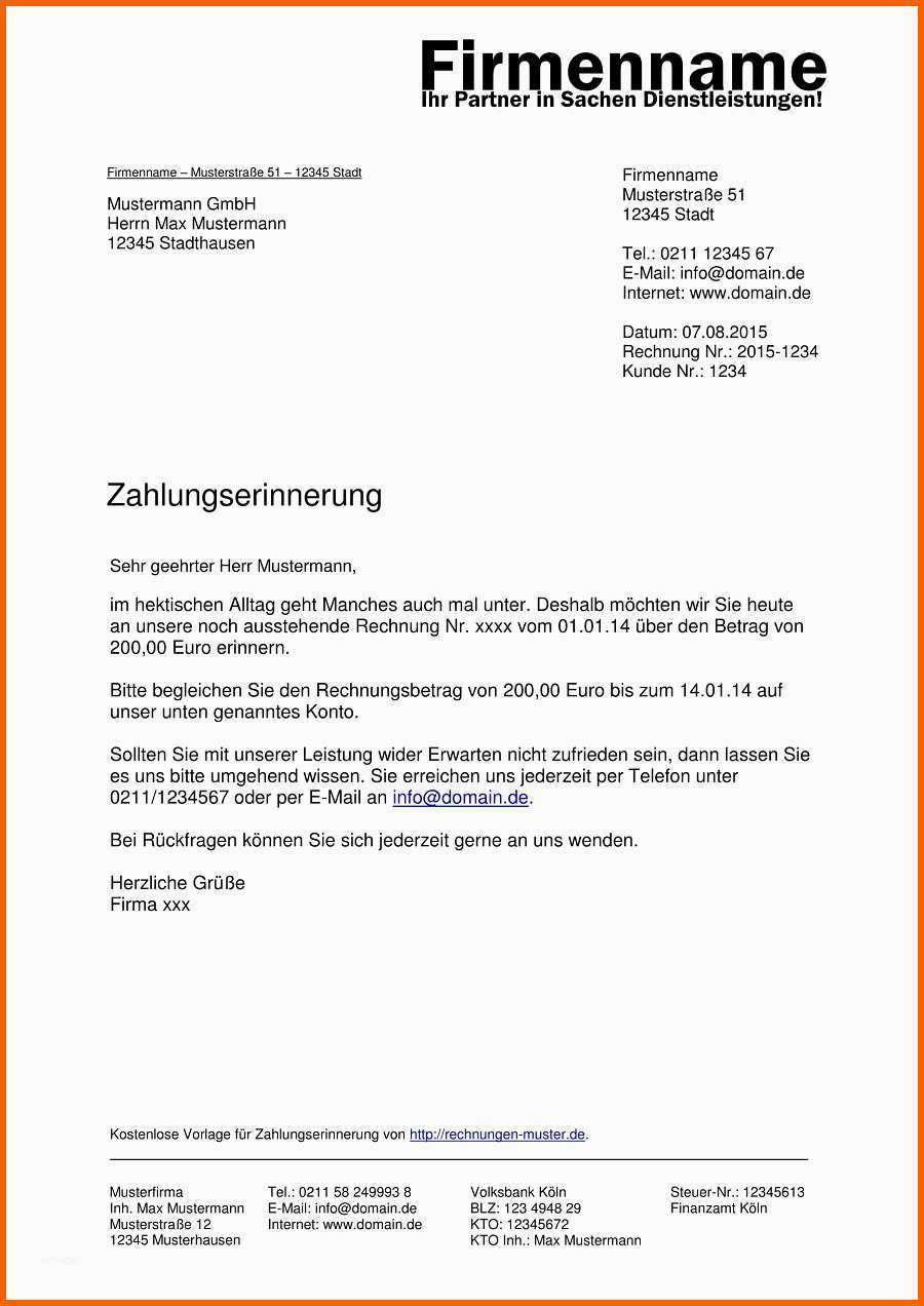 Erschwinglich Zahlungserinnerungen Muster &amp; Vorlagen Kostenlos