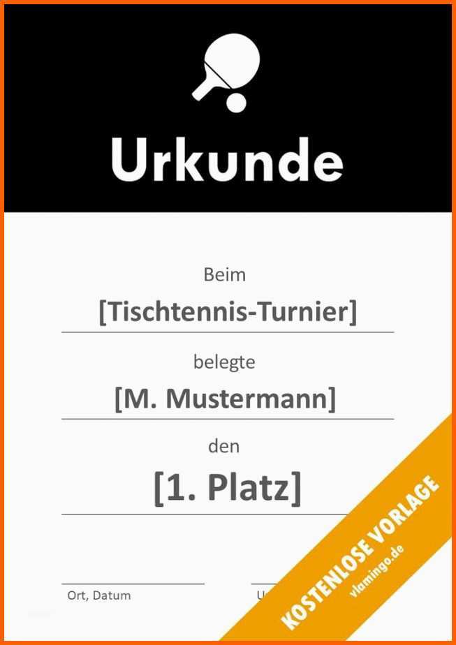 Erstaunlich 12 Kostenlose Urkunden Vorlagen Für Tischtennis Turniere
