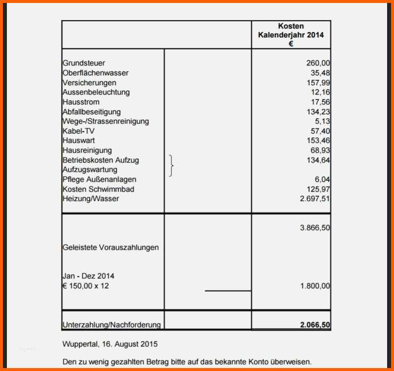 12 nebenkostenabrechnung wasser muster