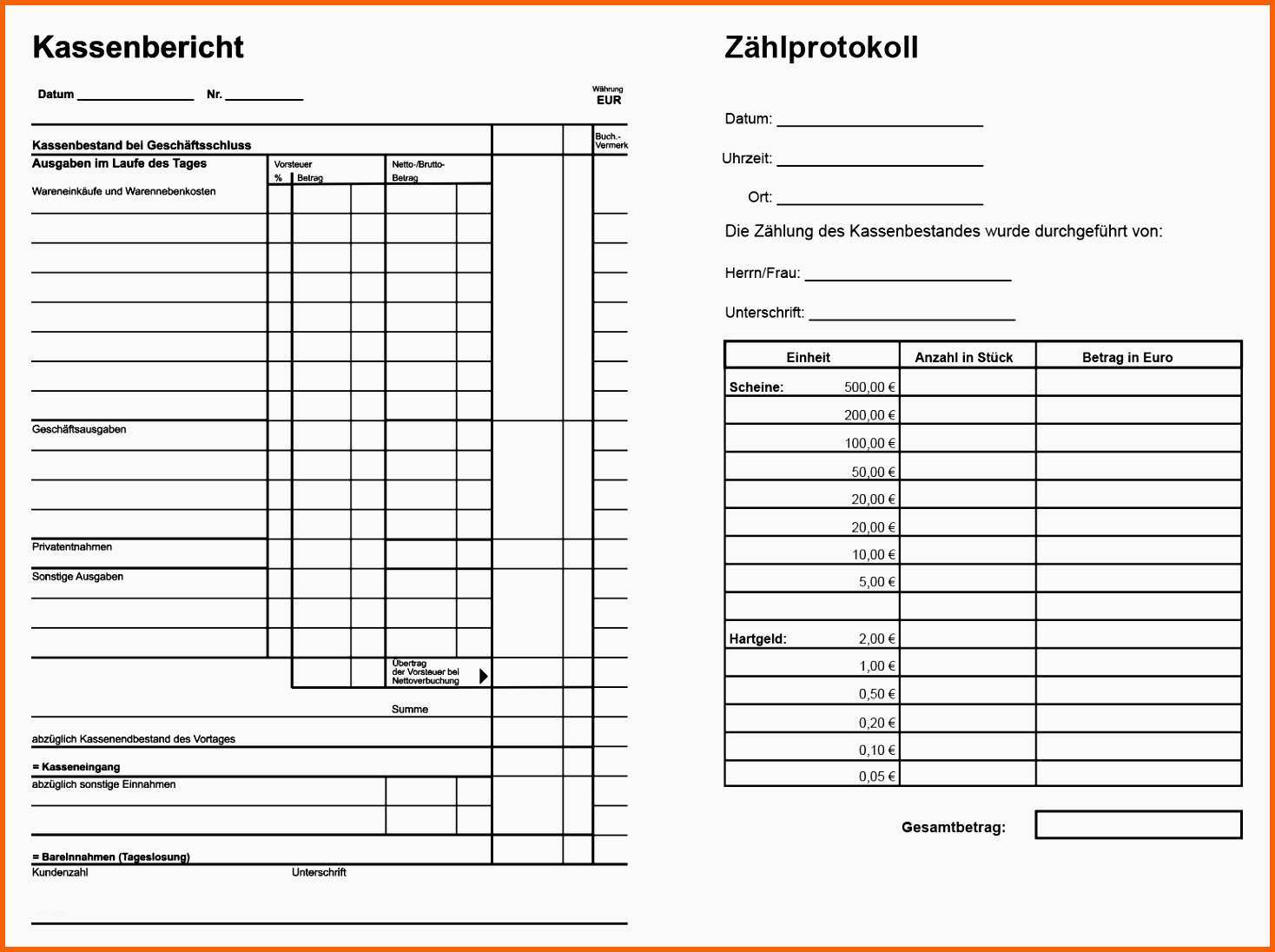 kassenbericht muster gajfte