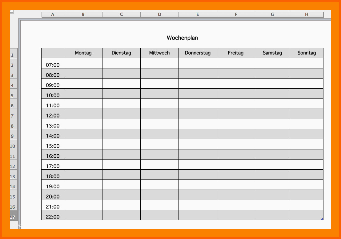 Erstaunlich 7 Wochenplan Excel Vorlage