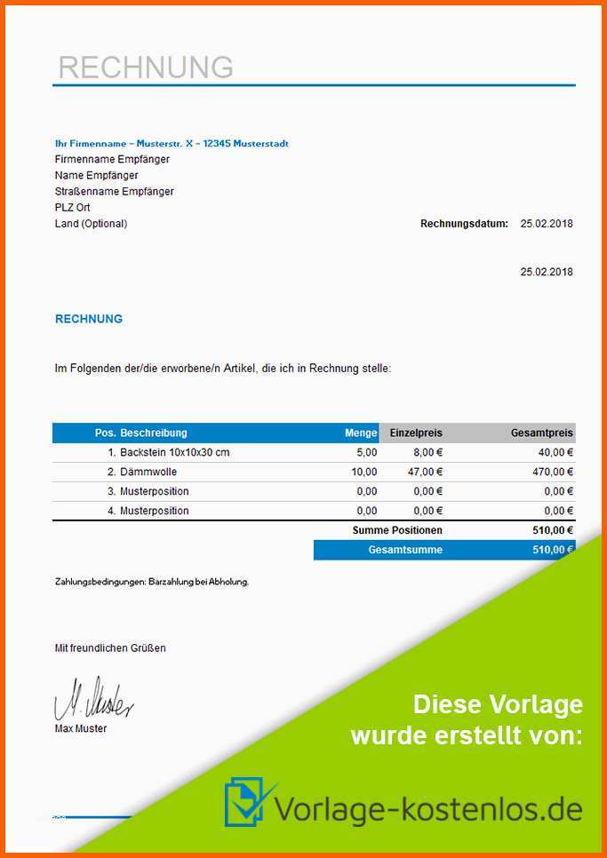 Erstaunlich 9 Vorlage Rechnung Kostenlos