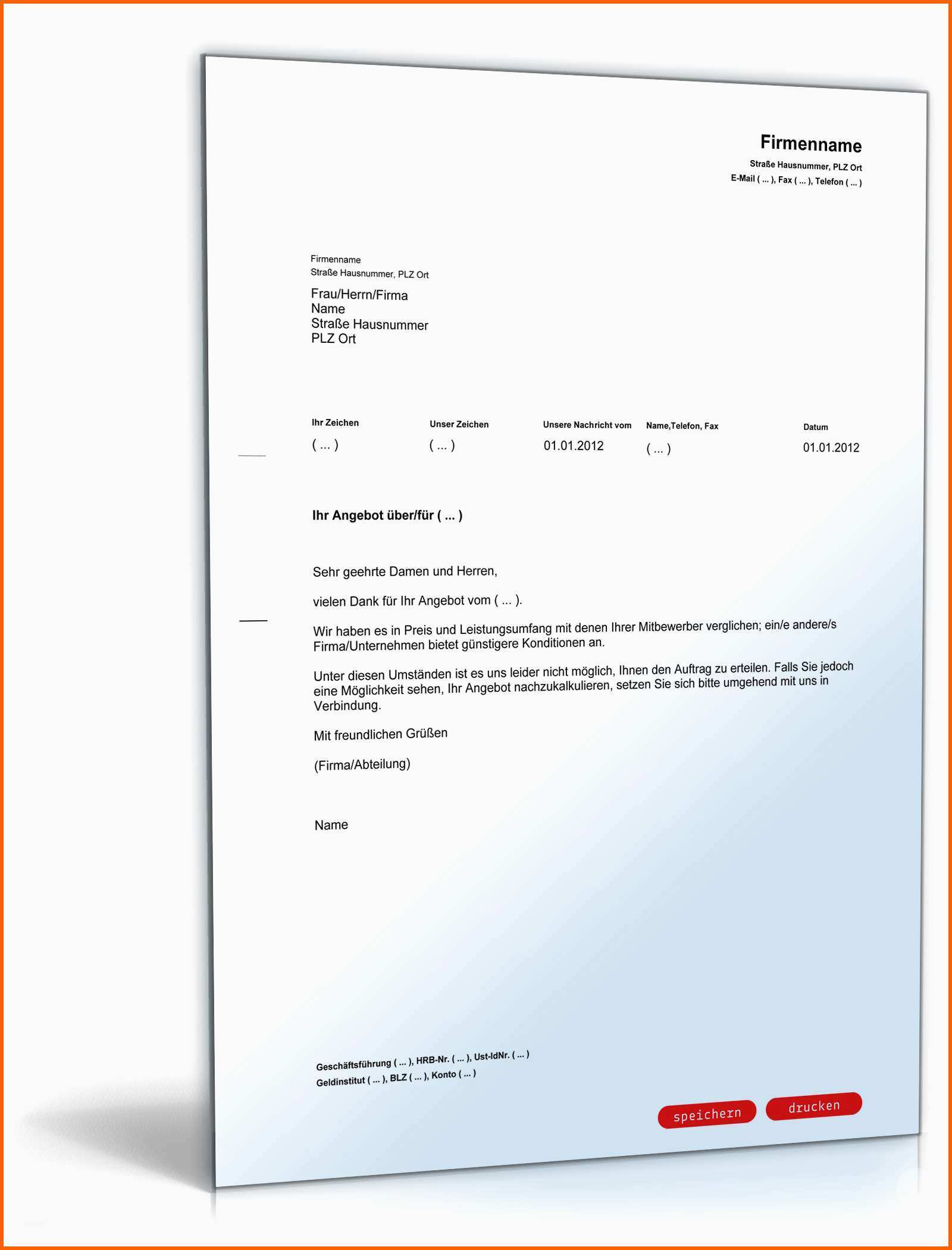Erstaunlich Absage Angebot Wegen Günstigeren Mitbewerbers