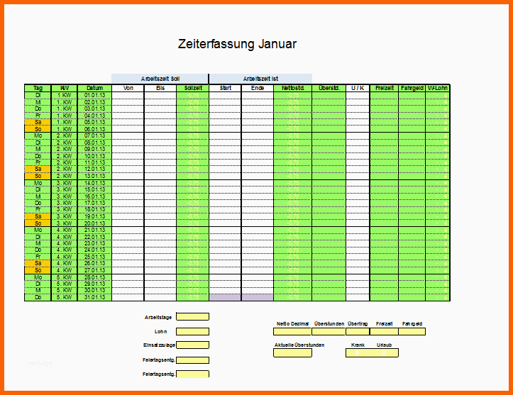 Erstaunlich Arbeitszeitnachweis Vorlagen Fice Lernen