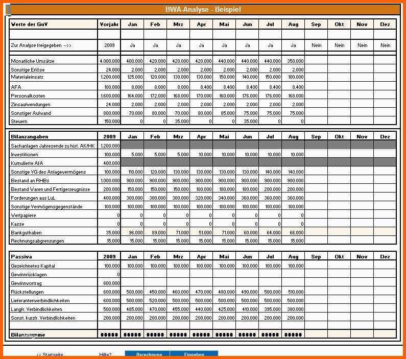 Erstaunlich Bwa Analyse Excel Vorlagen Shop