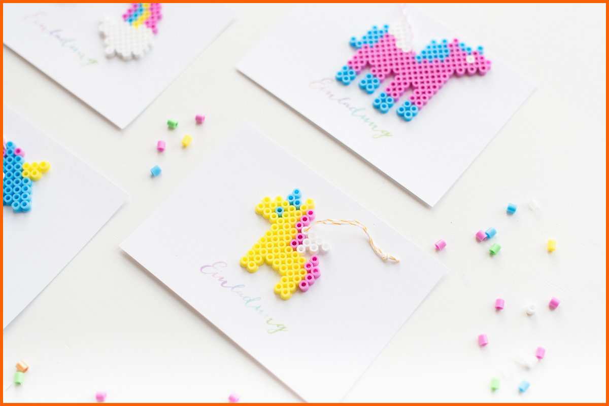 Erstaunlich Diy Einhorn Einladung Mit Bügelperlen Fräulein K Sagt