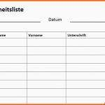 Erstaunlich Gratis Anwesenheitsliste Vorlage Teilnehmerliste