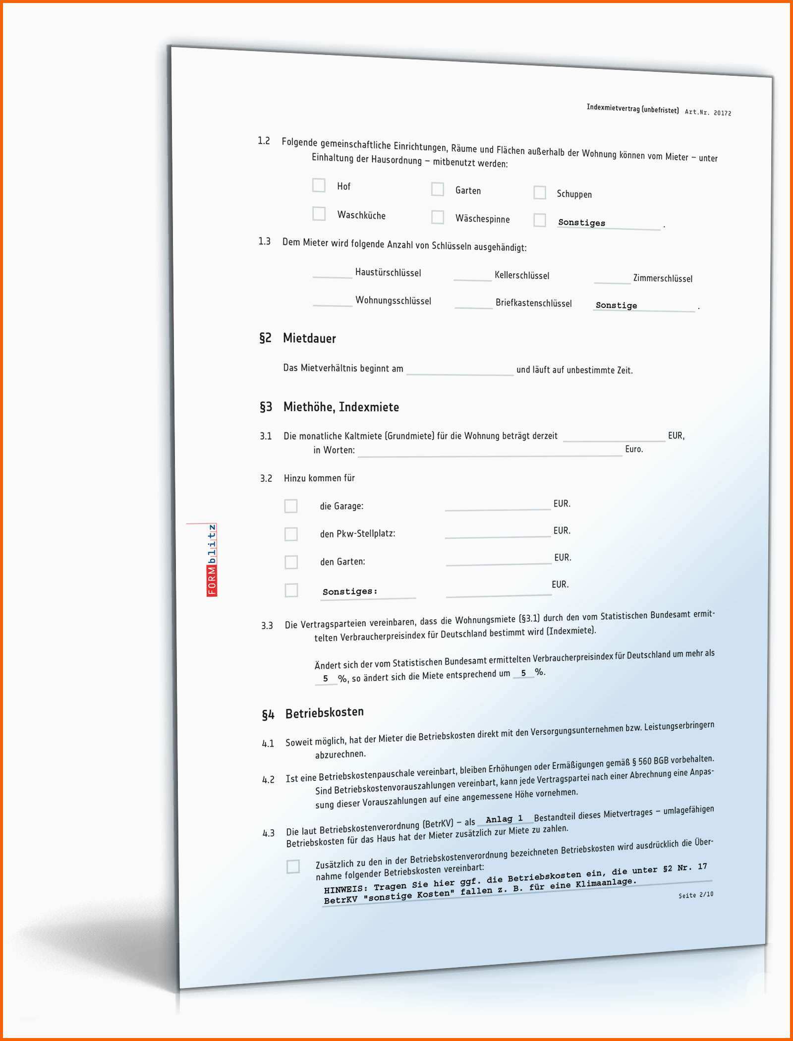 Erstaunlich Indexmietvertrag Rechtssicheres Muster Zum Download