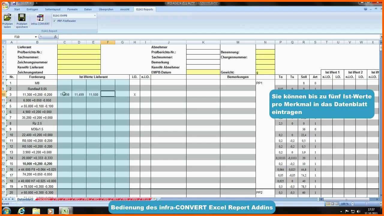 Erstaunlich Infra Convert Erstmusterprüfbericht Mit Excel Erstellen