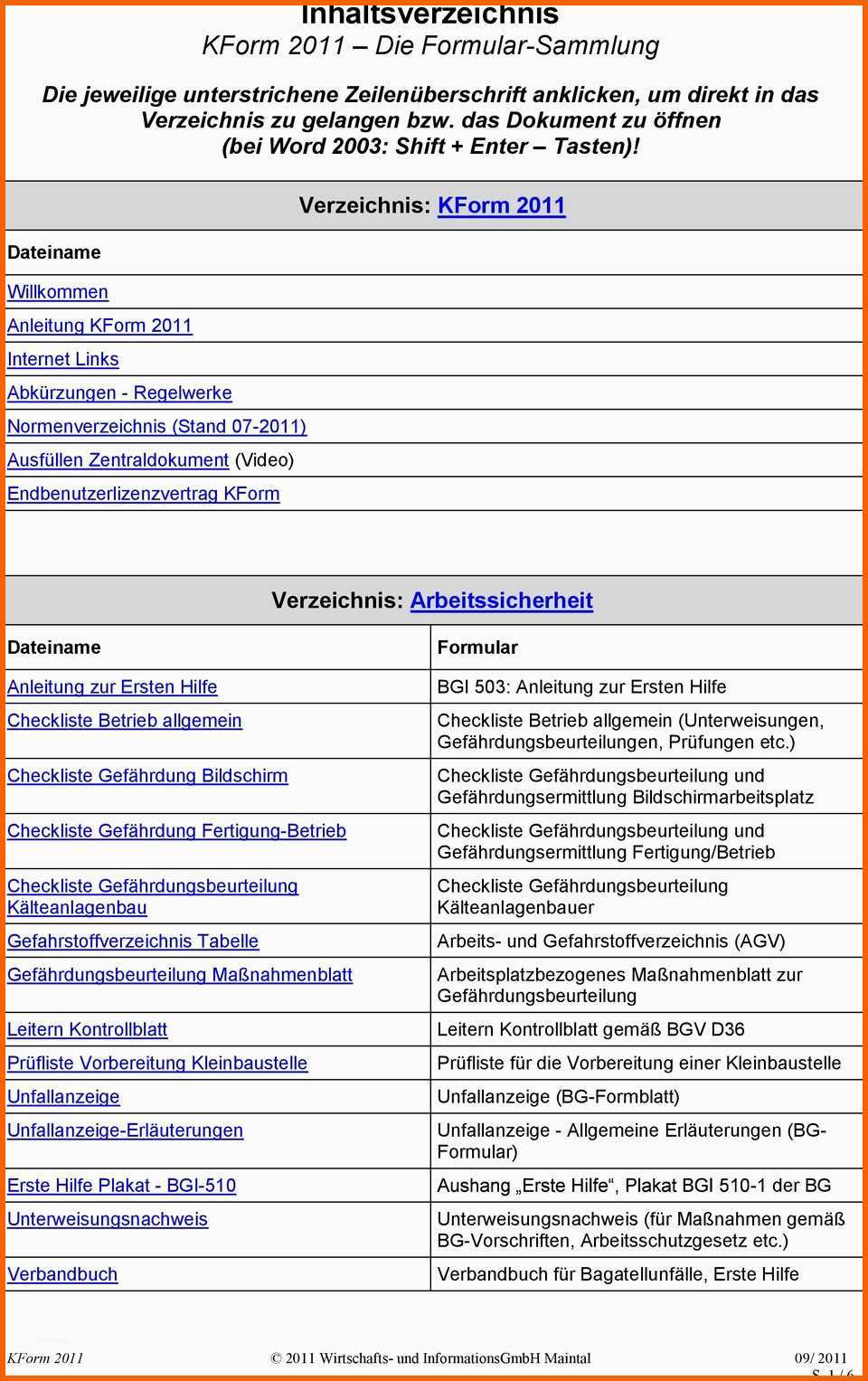 Erstaunlich Inhaltsverzeichnis Kform 2011 Die formular Sammlung Pdf