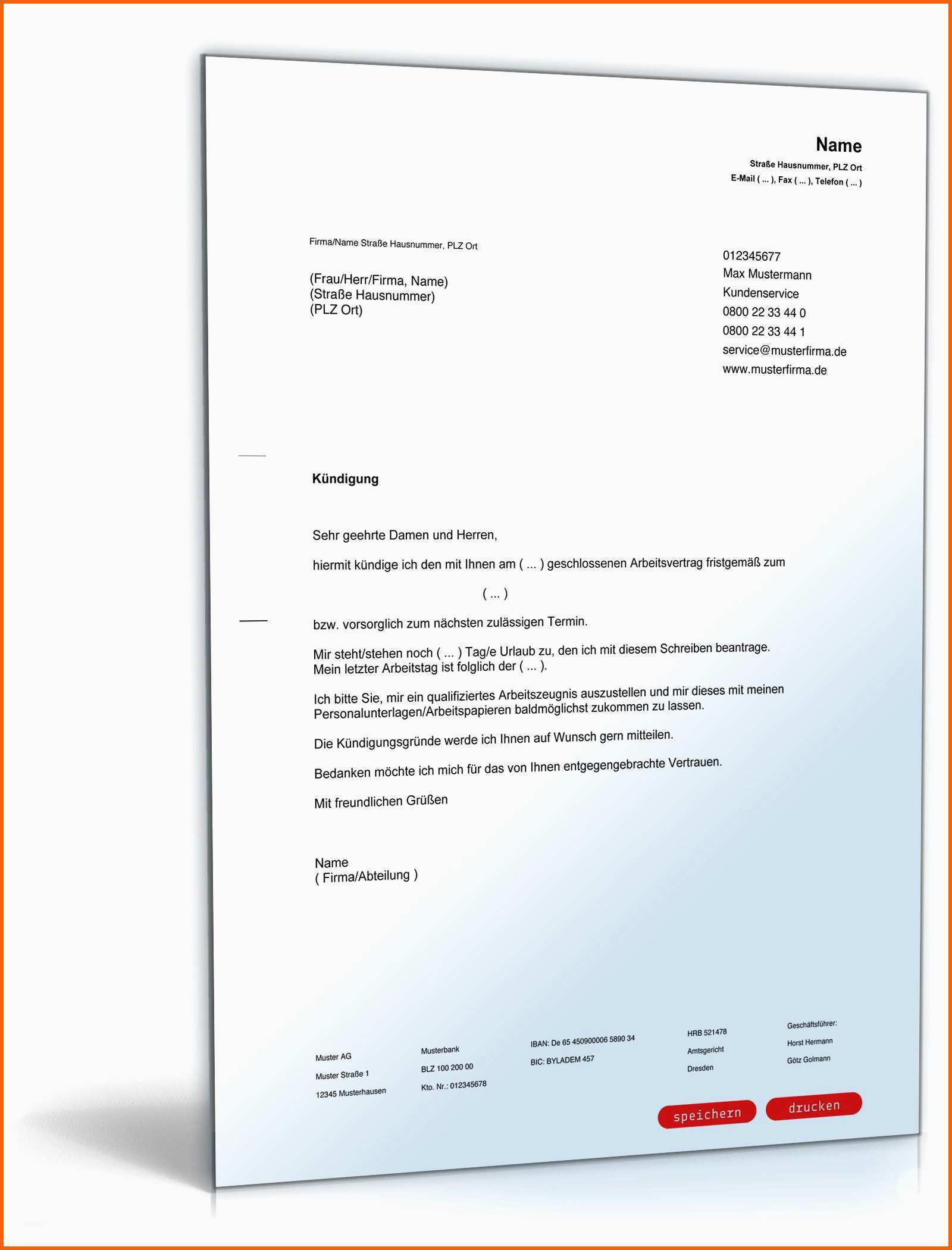 Erstaunlich Kündigung Minijob Vorlage