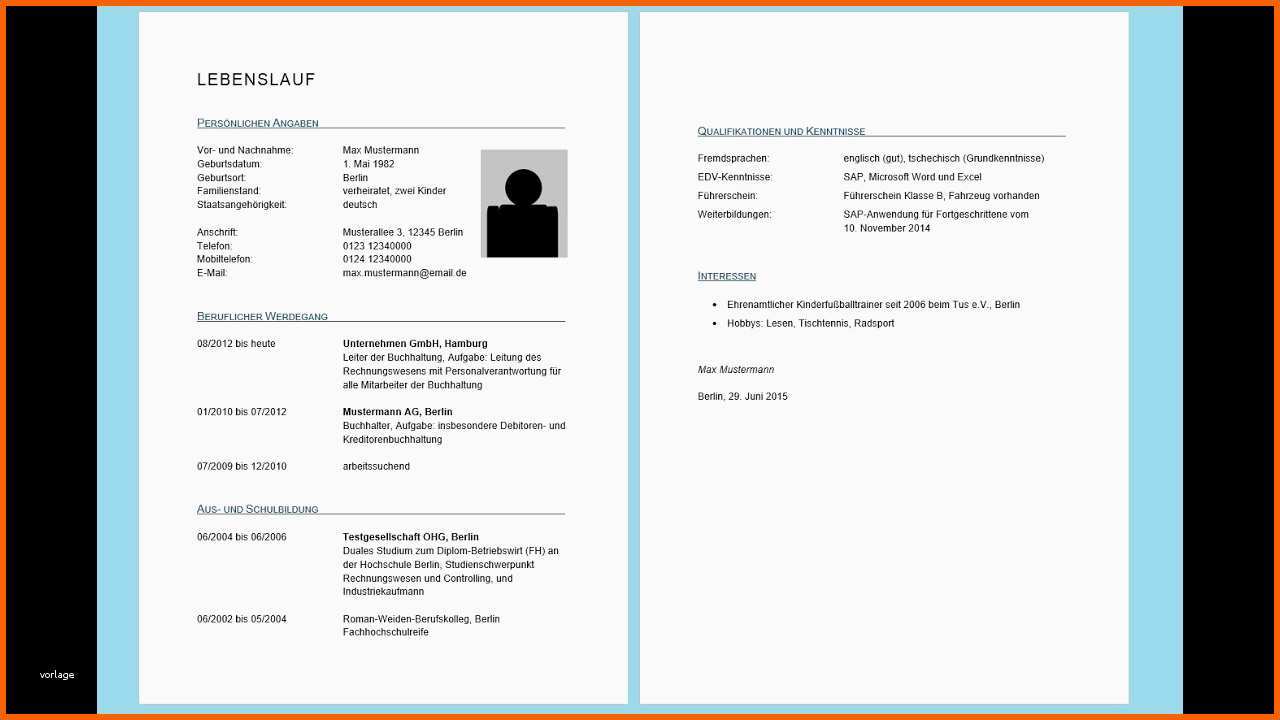 Erstaunlich Lebenslauf In Word Erstellen Professioneller Lebenslauf