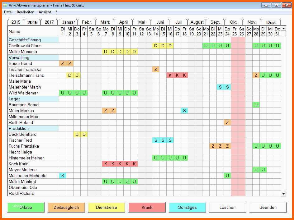 Erstaunlich Personaleinsatzplanung Excel Freeware 11 Urlaubsplaner