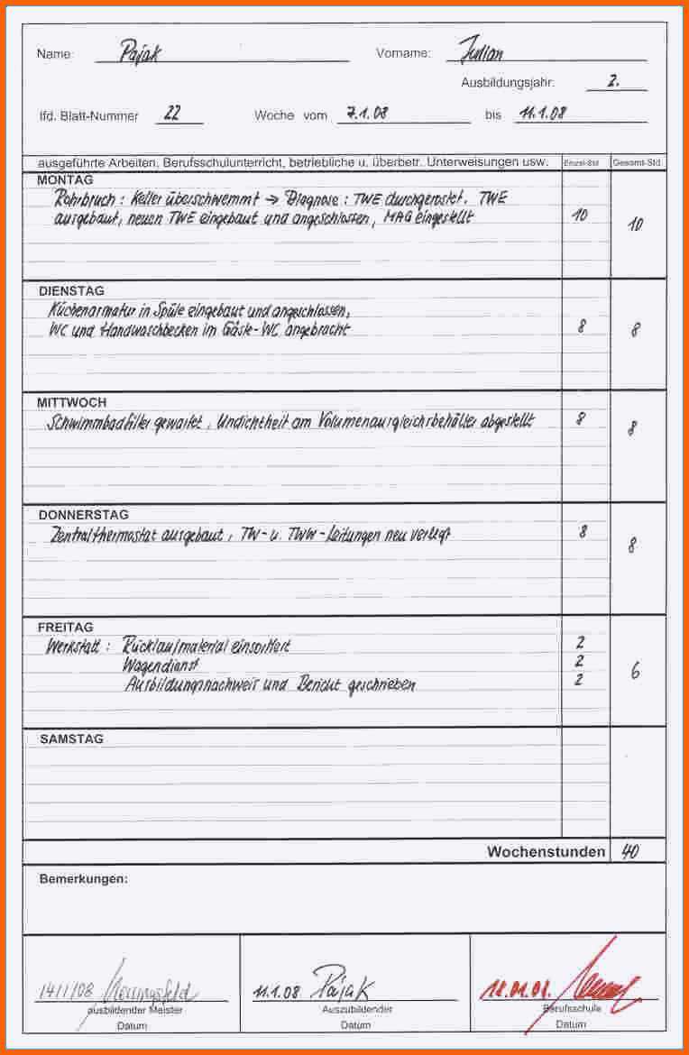 Erstaunlich Praktikum Wochenbericht Vorlage