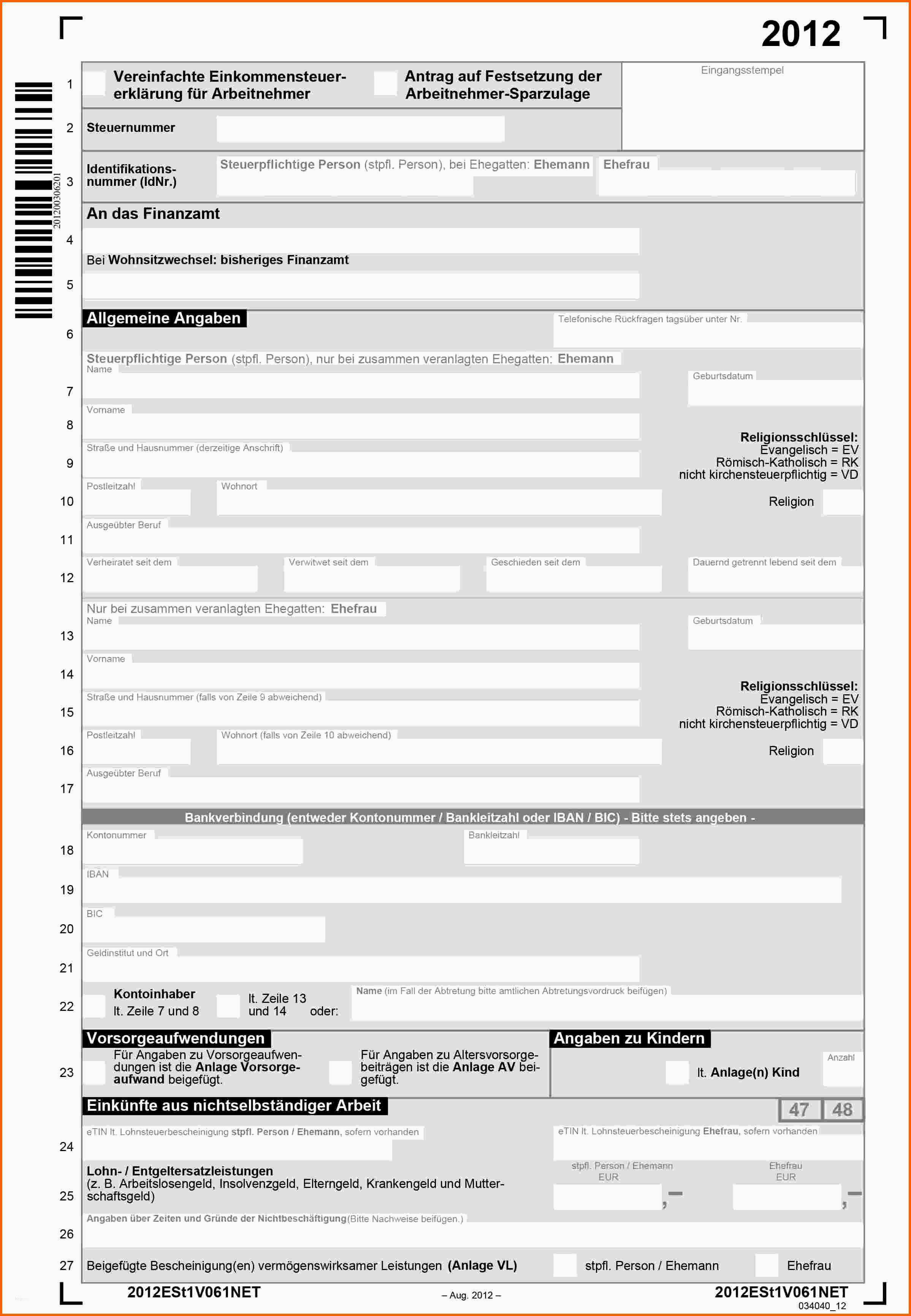 Erstaunlich Steuererklärung 2016 Vorlage Hübsch Einkommensteuer 2014