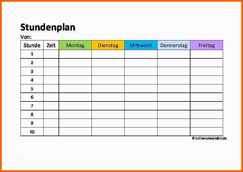 Erstaunlich Stundenplan Vorlage Zum Ausfllen Angenehme Stundenplan