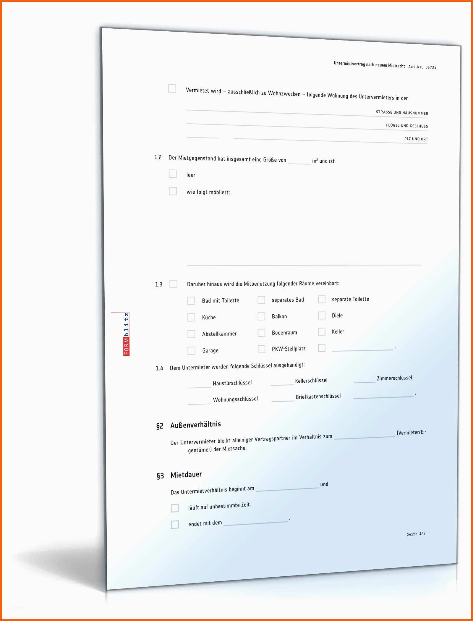 Erstaunlich Untermietvertrag Vorlage Word Untermietvertrag Muster