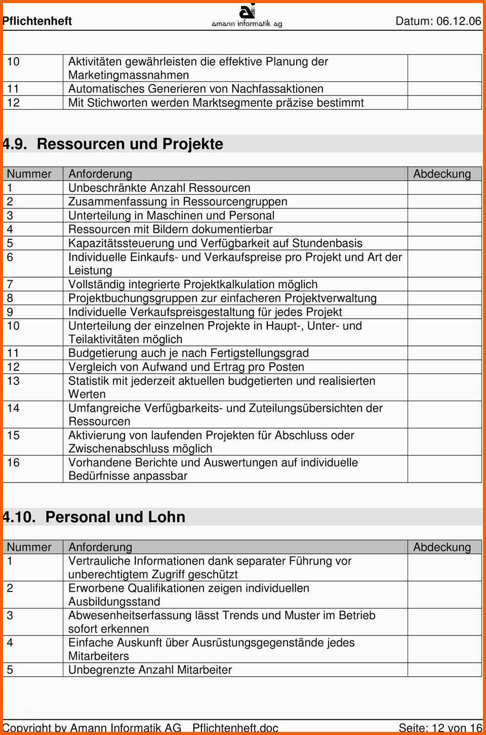 Erstaunlich Vorlage Pflichtenheft Für Evaluation Einer Erp