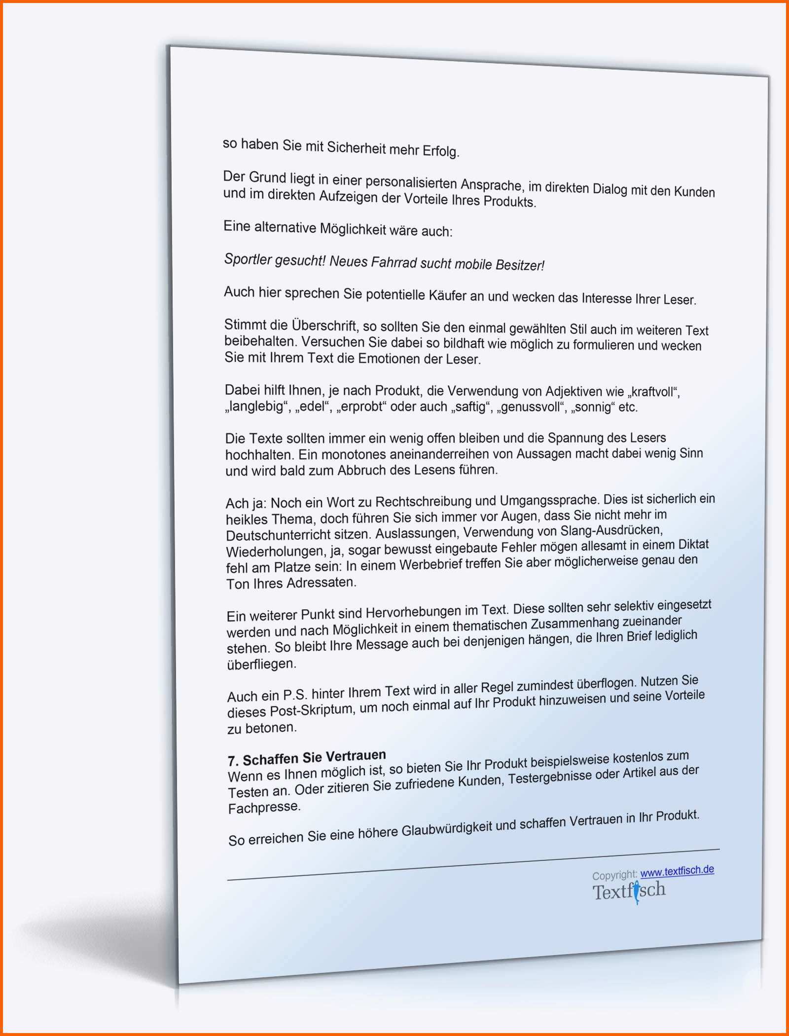 Erstaunlich Werbebrief Vorlage Word