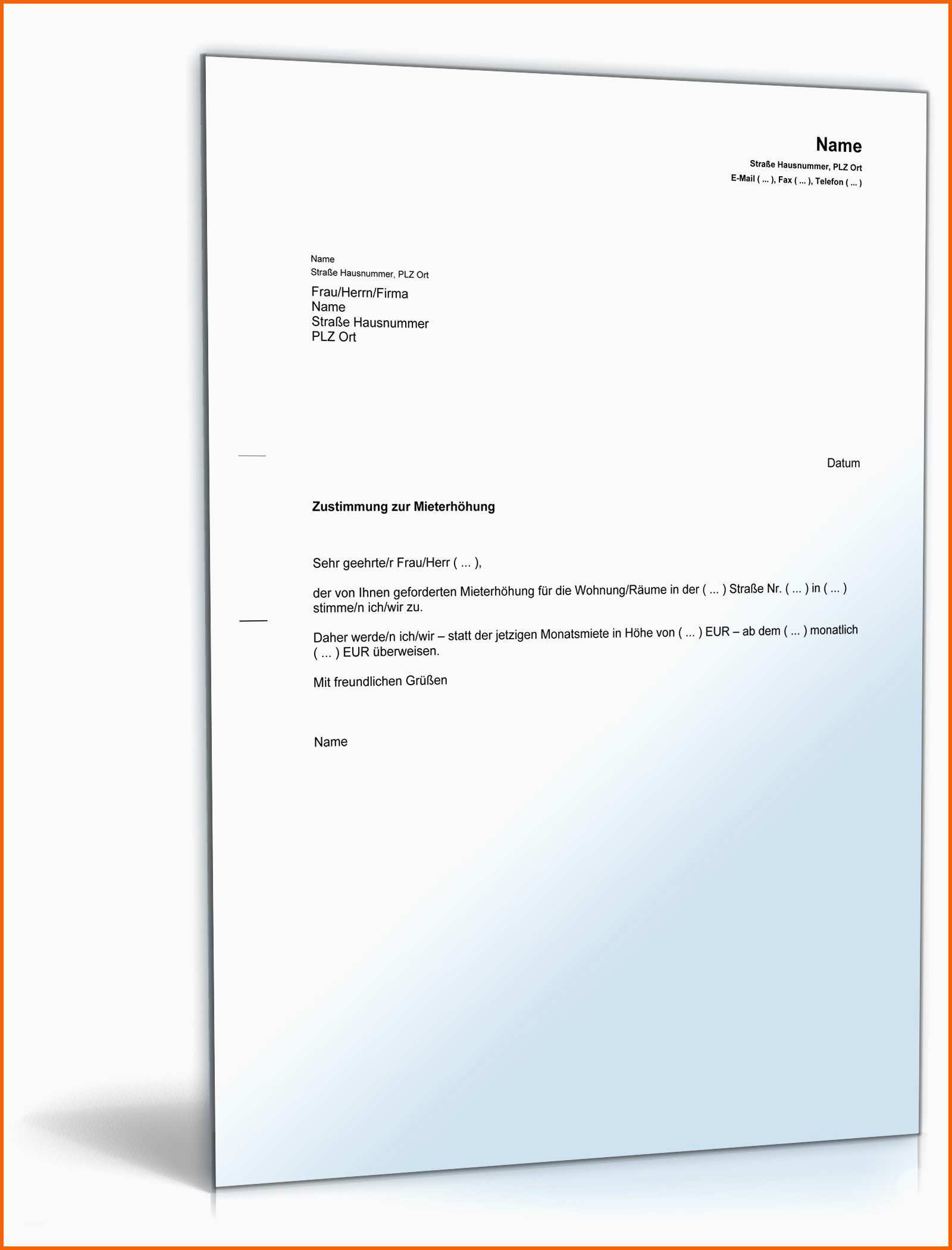 Erstaunlich Zustimmung Zur Mieterhöhung Rechtssicheres Muster Zum