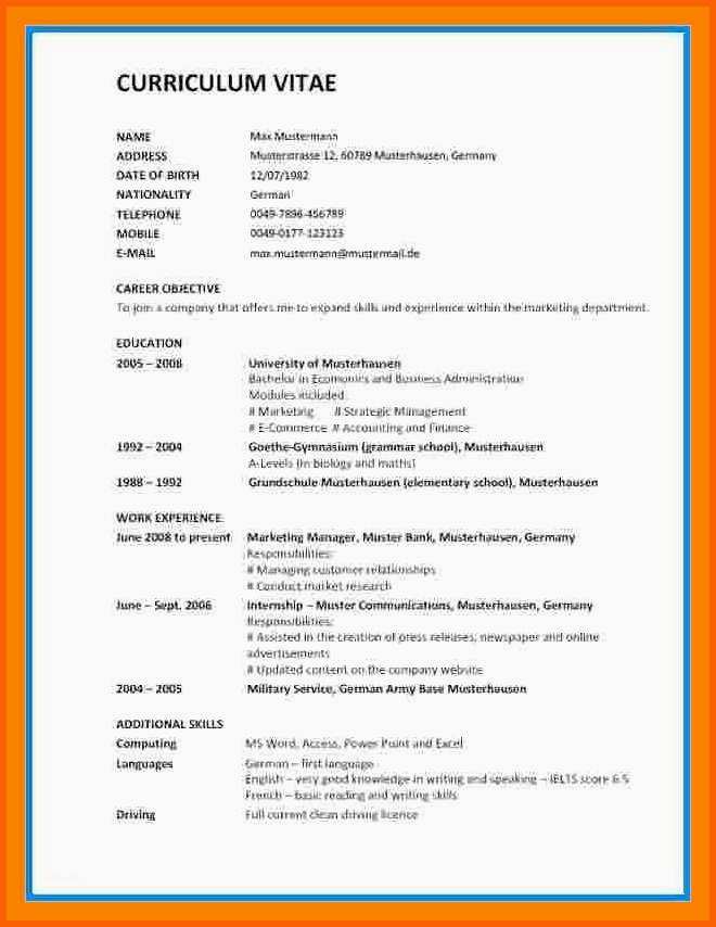Exklusiv 10 Englischer Cv Muster