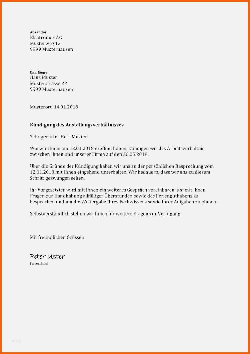 Exklusiv 14 Kündigung Vom Arbeitgeber Muster