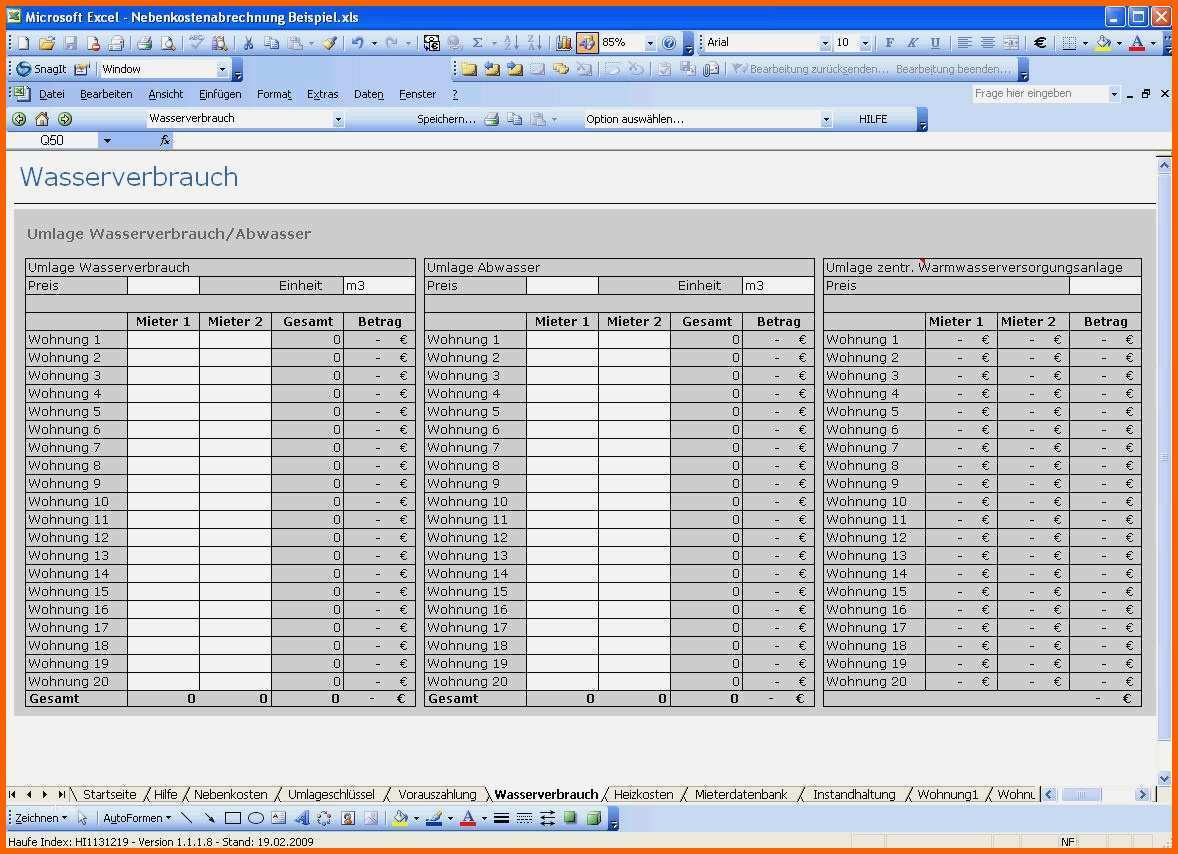 Exklusiv 14 Nebenkostenabrechnung Vorlage Excel