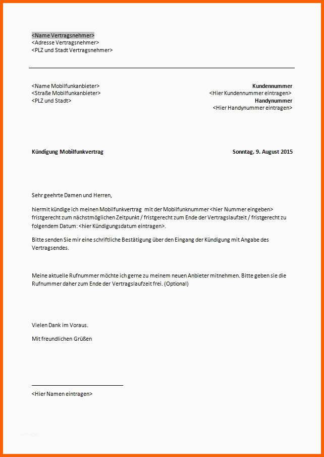 Exklusiv 1und1 Kündigung Vorlage