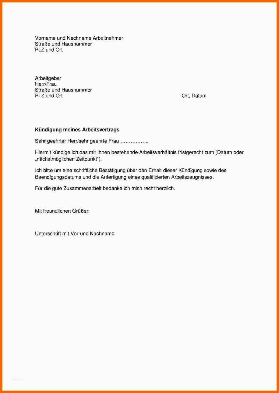 Exklusiv 20 Kündigungsschreiben Arbeitnehmer Vorlage Kostenlos