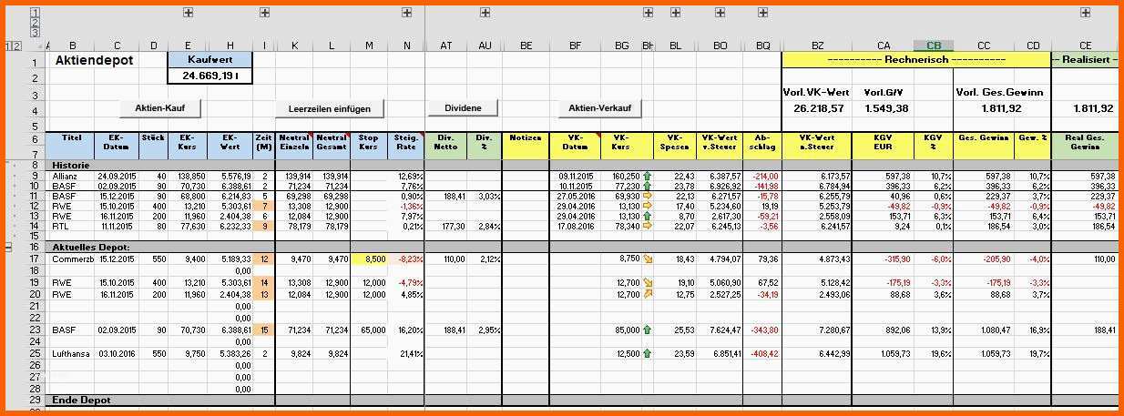 Exklusiv Aktiendepot In Excel Verwalten