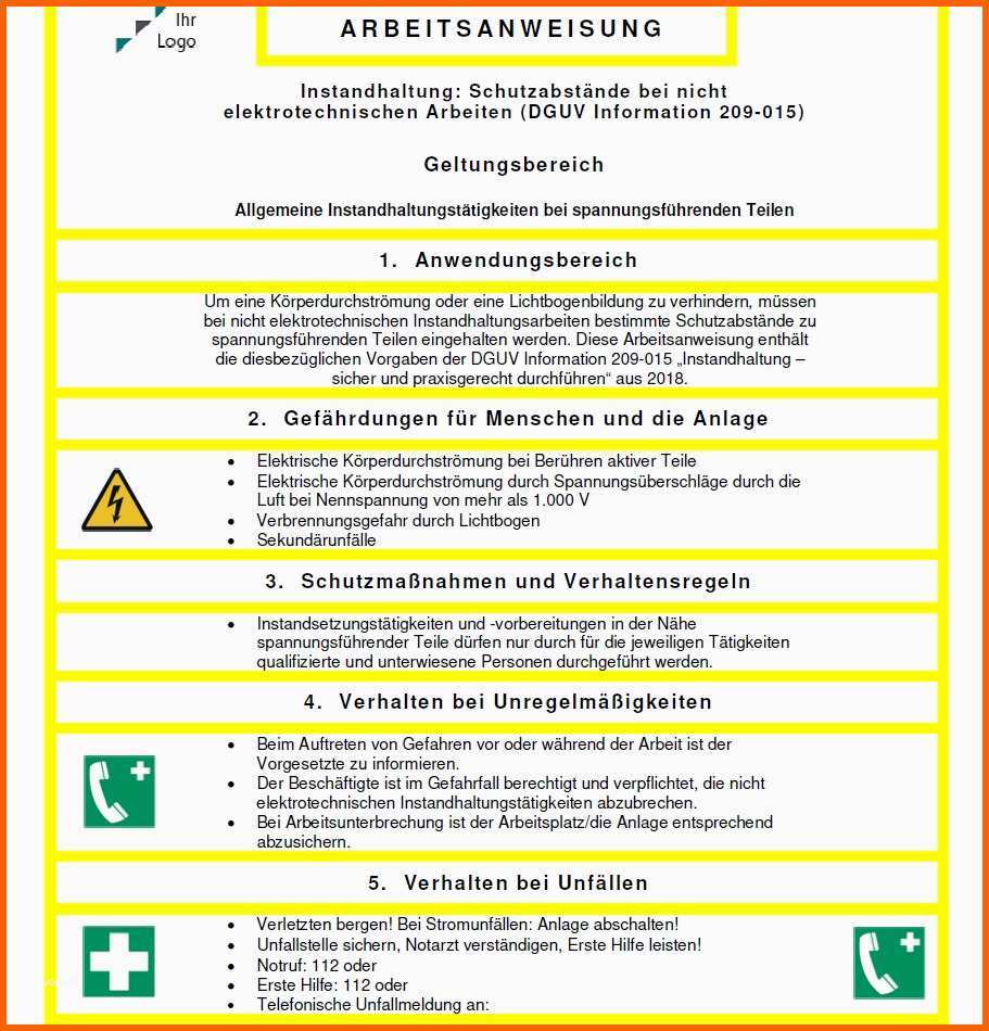 Exklusiv Aufgaben Der Vefk Arbeitsanweisung Muster Vorlage