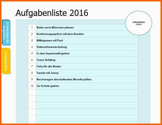 Exklusiv Aufgabenliste Excel Vorlage 11 to Do Liste Excel Vorlage