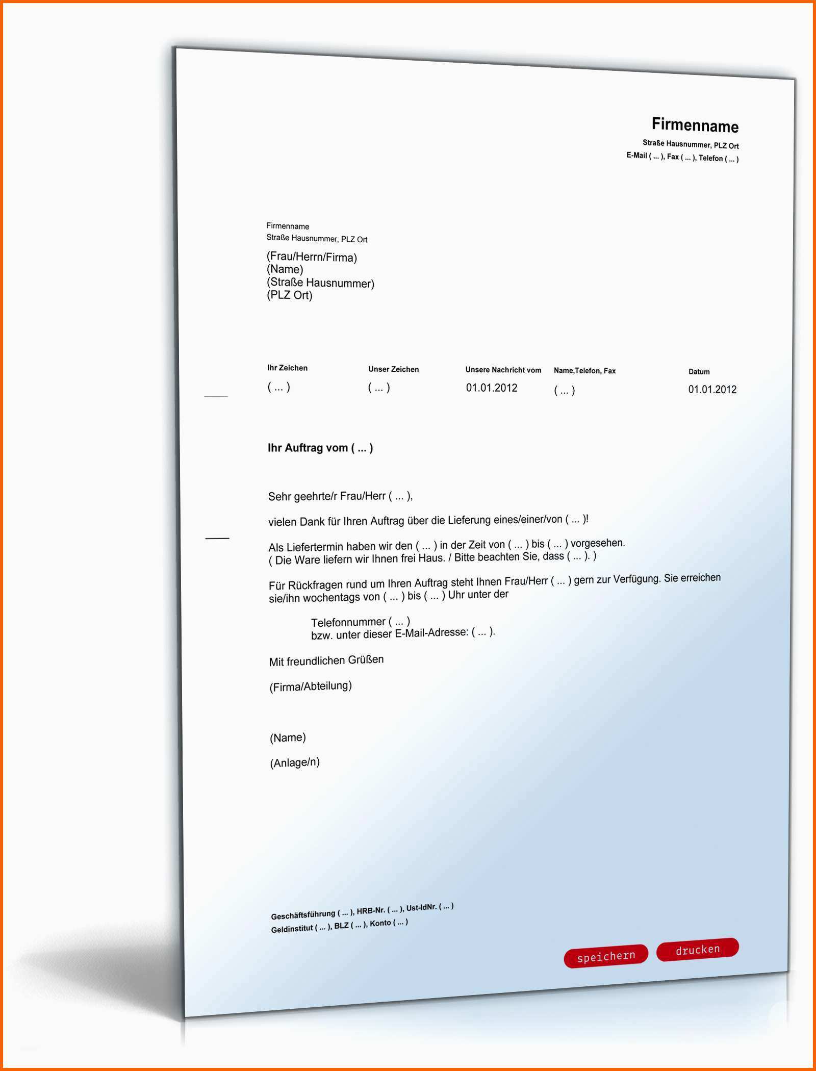 Exklusiv Auftragsbestätigung Mit Liefertermin