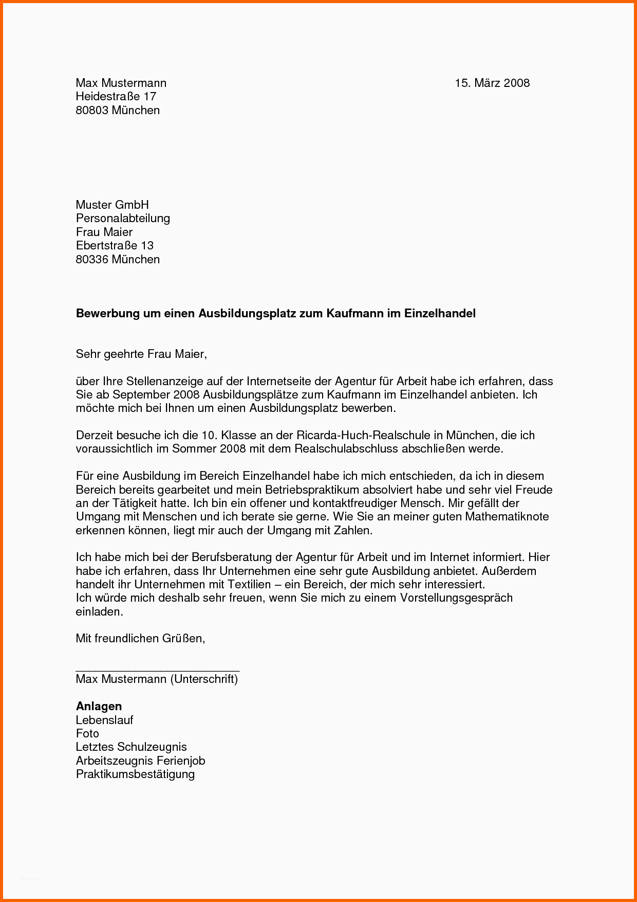 Exklusiv Bewerbung Für Einen Ferienjob Muster Zeugnis Lebenslauf