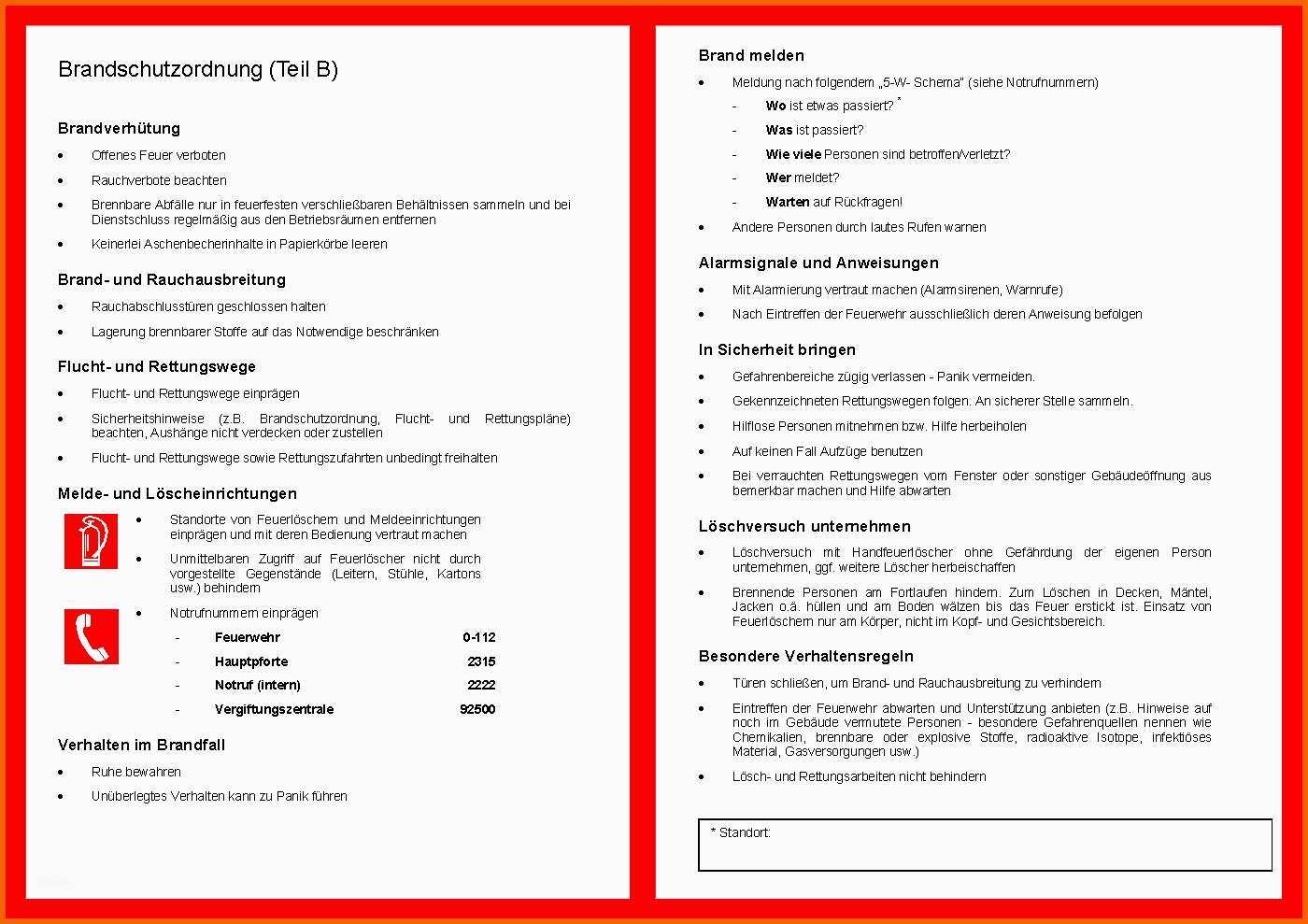 Exklusiv Brandschutzordnung Teil B Vorlage Word Inspiration