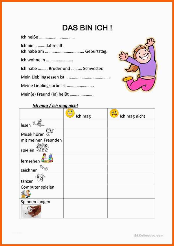 Exklusiv Das Bin Ich Arbeitsblatt Kostenlose Daf Arbeitsblätter
