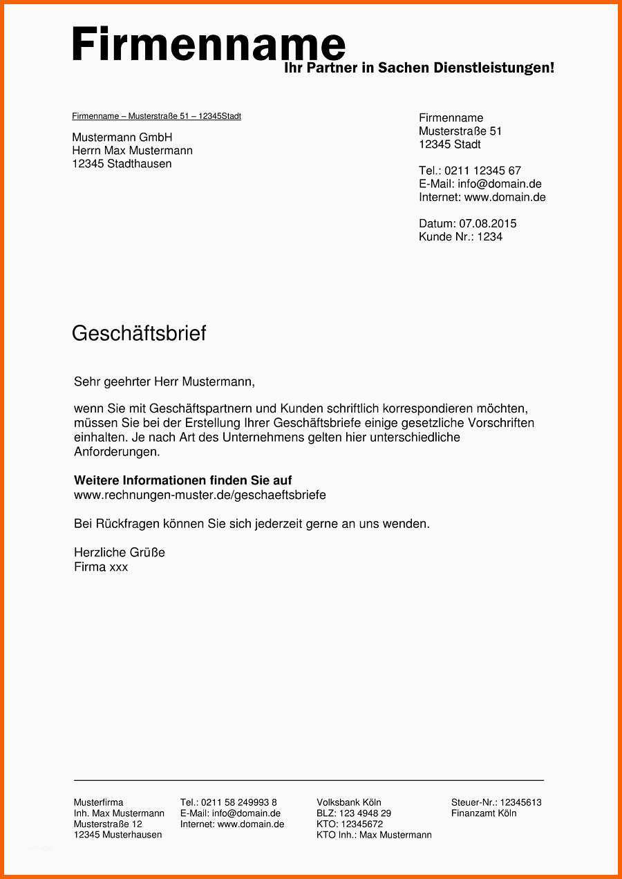 Exklusiv Kostenlose Geschäftsbrief Vorlagen En