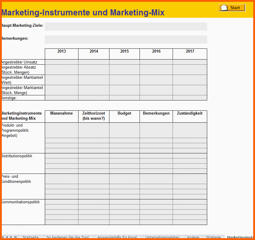 Exklusiv Marketingplan Erstellen Excel Vorlage Zum Download