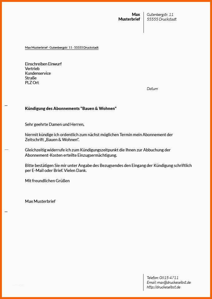 Exklusiv Mietkündigung Vorlage