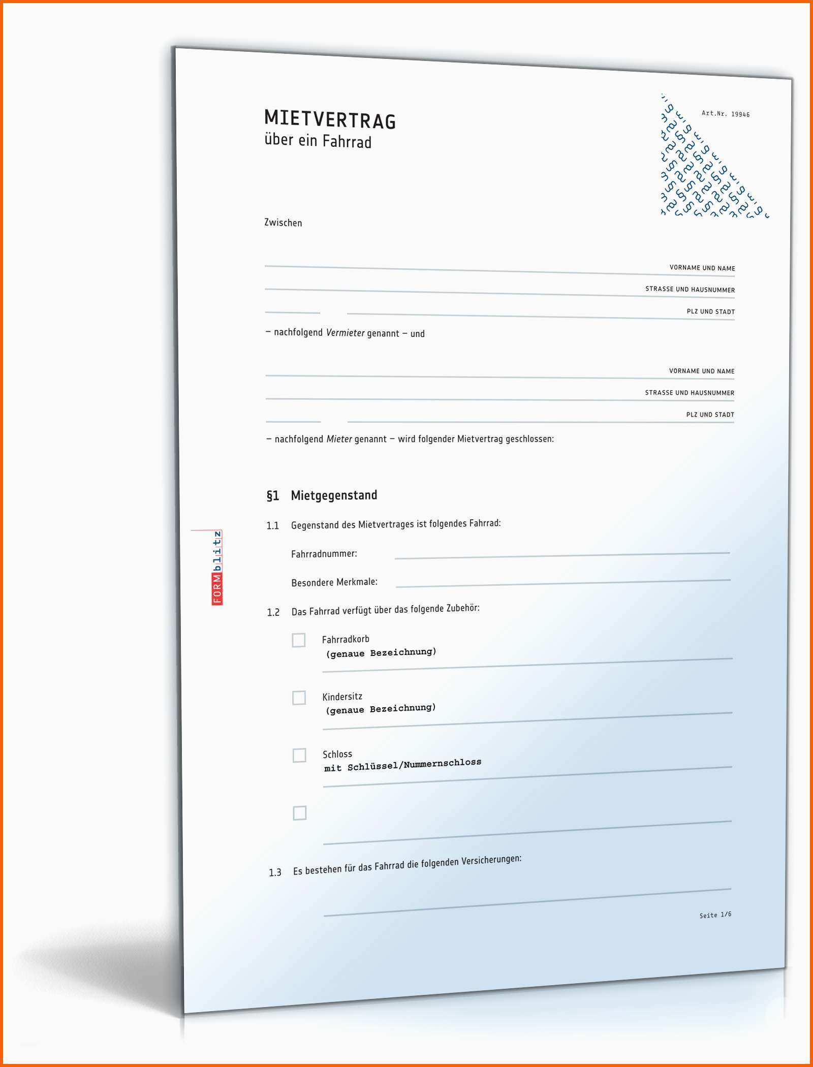 Exklusiv Mietvertrag Fahrrad Anwaltsgeprüftes Muster Zum Download