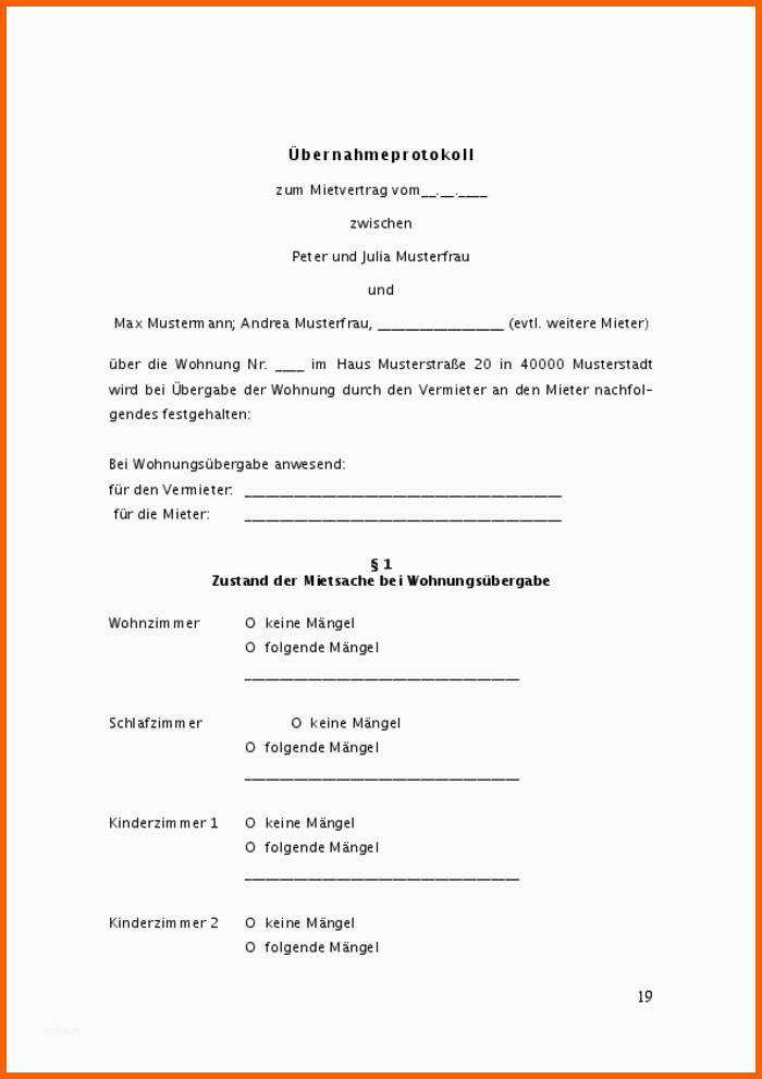 Exklusiv Mietvertrag Wohnung Muster Zum Download