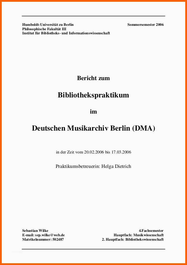 Exklusiv Praktikumsbericht Deutsches Musikarchiv